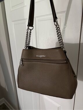 Karl Lagerfeld Taupe purse with Chain Straps